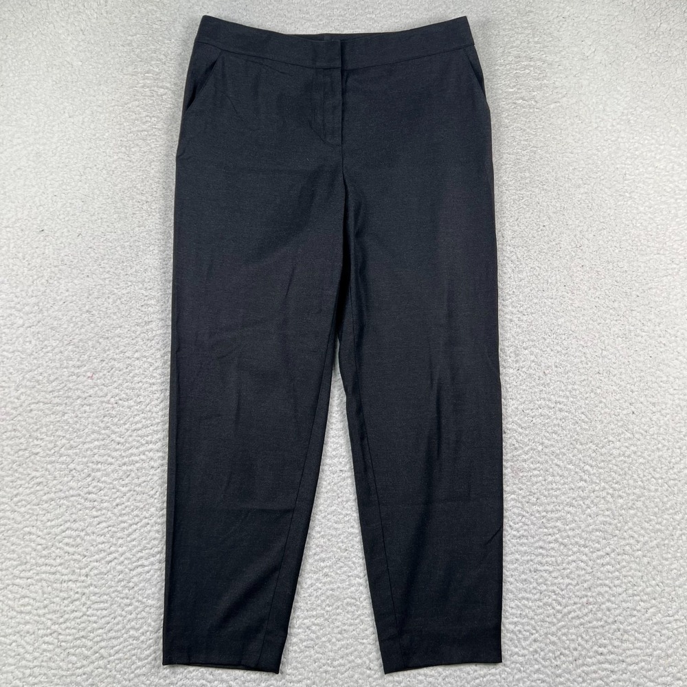 St John Dress Pants Womens 8 Trousers Tapered Leg Flat Front Office Career Black